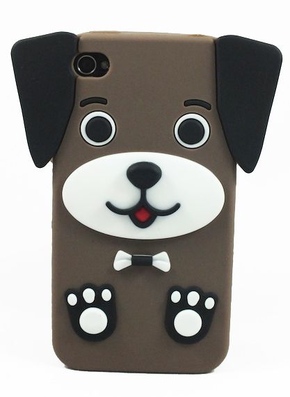 Capa 3D Dog Happy iPhone 4 e iPhone 4S - Marrom