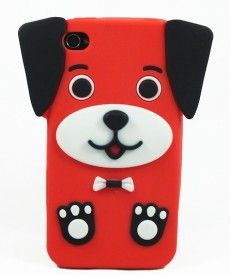 Capa 3D Dog Happy iPhone 4 e iPhone 4S - Vermelha