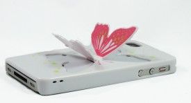 Capa 3D Borboleta para iPhone 4 ou iPhone 4S - Branca