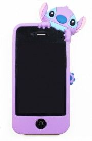 Capa 3D mini Lilo Stitch para iPhone 4 e iPhone 4S- Roxo